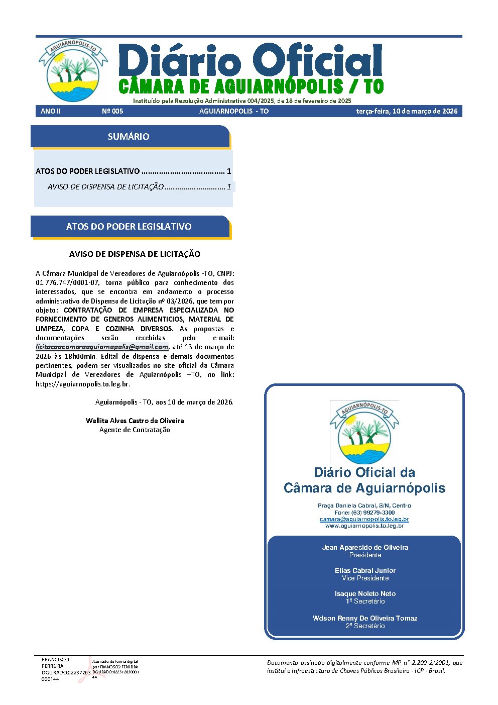 Diário Oficial - Edição 005